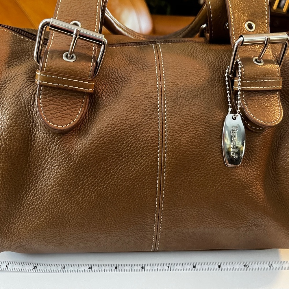 Tignanello Brown Leather Satchel with Silver Hardware 12” x 9” x 7”. - Picture 3 of 14